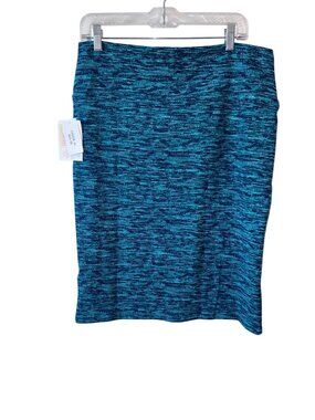 LuLaRoe Cassie XL Blue Textured Knit Pencil Skirt 27" Length